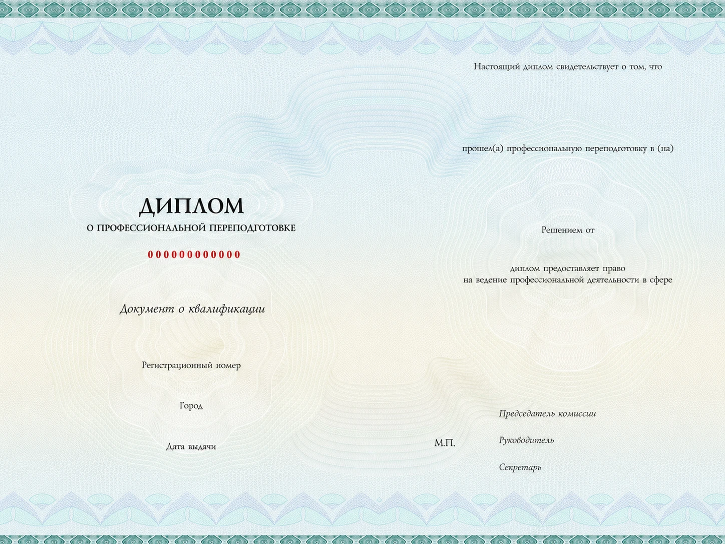 Образец документа: Диплом о профессиональной переподготовке