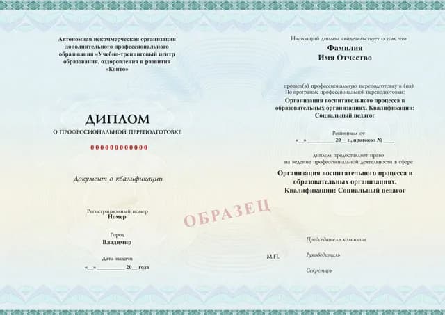 Образец документа «Диплом о профессиональной переподготовке» по программе 51.10 «Профессиональная переподготовка — программа 51.10»