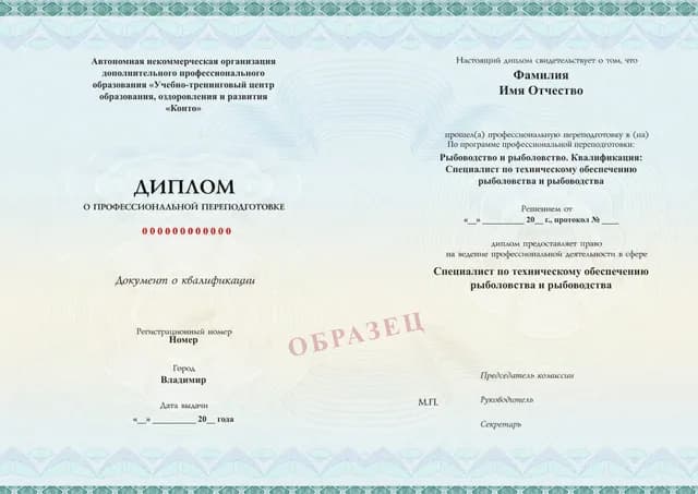 Образец документа «Диплом о профессиональной переподготовке» по программе 74.02 «Профессиональная переподготовка — программа 74.02»