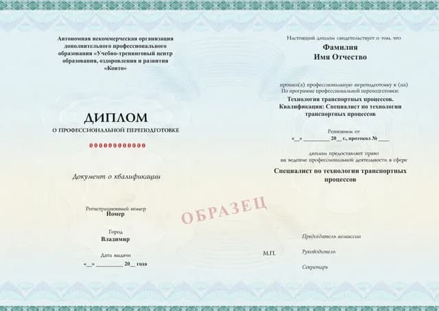 Образец документа «Диплом о профессиональной переподготовке» по программе 85.04 «Профессиональная переподготовка — программа 85.04»